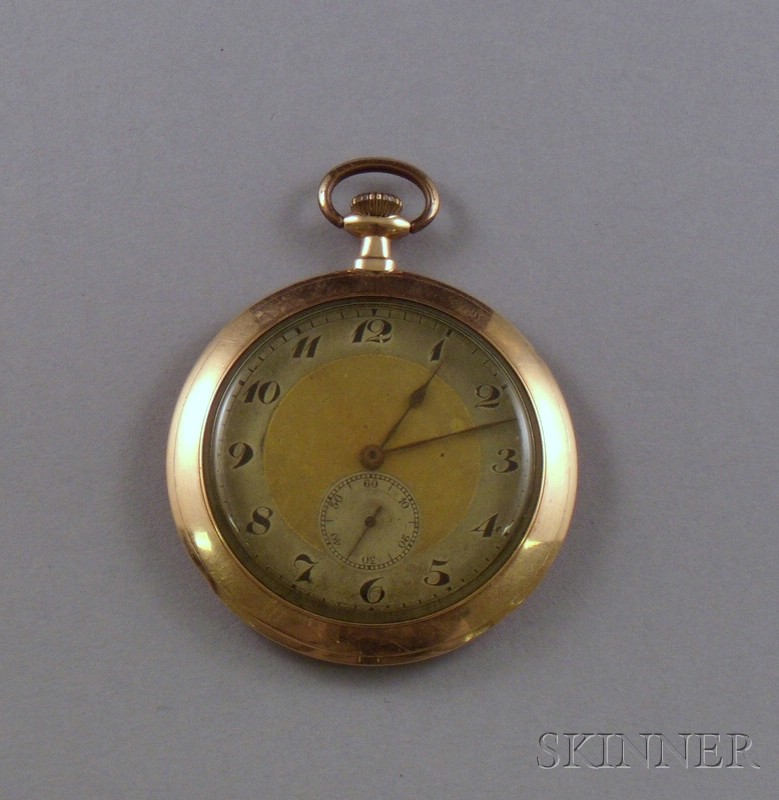 Appraisal: Swiss Art Deco kt Gold Open Face Pocket Watch goldtone