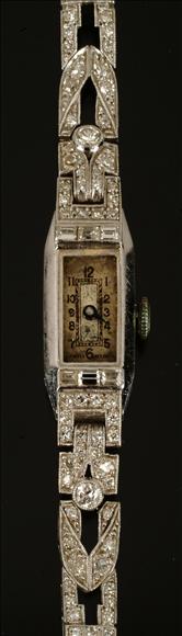 Appraisal: Anon a lady's diamond and platinum bracelet wrist watch circa