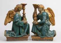 Appraisal: Pair of Terracotta Angels ca th century Polychrome male and