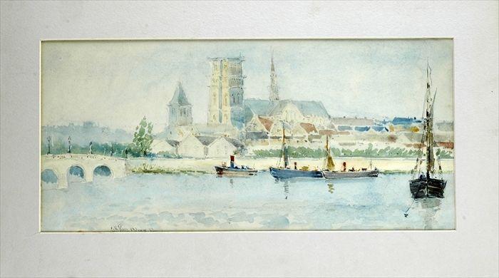 Appraisal: European School Orleans France Watercolor on paper signed and titled