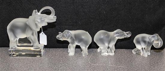 Appraisal: Sale Lot A Collection of Four Lalique Glass Elephant Figures