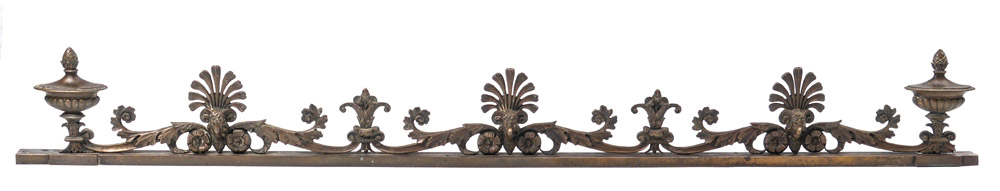 Appraisal: BRONZE BANK TELLER CAGE ORNAMENT Architectural header from a bank