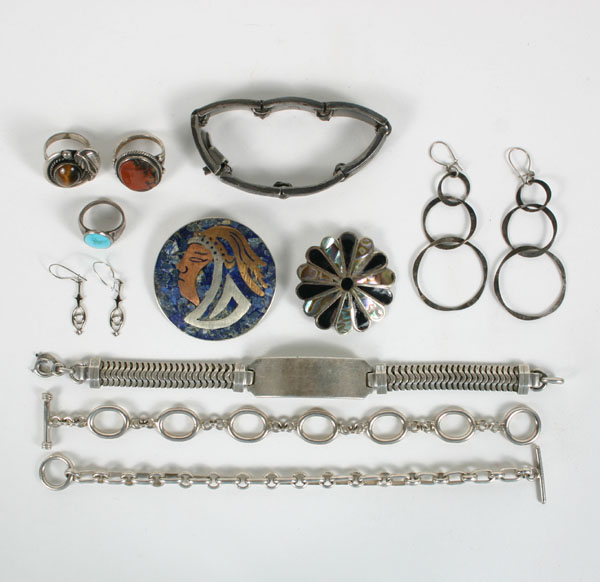 Appraisal: Lot of pieces sterling silver jewelry mostly vintage some Mexican