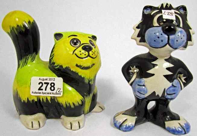 Appraisal: Lorna Bailey Comical Yellow Cat and a Comical Blue Cat