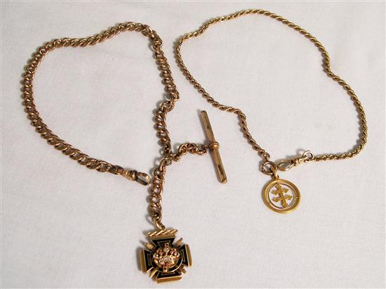 Appraisal: Watch Chain and Knights of Templar Masonic Scottish rite Fob