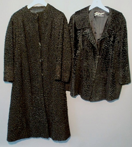 Appraisal: Ladies black curly lamb full-length coat a three-quarter length example