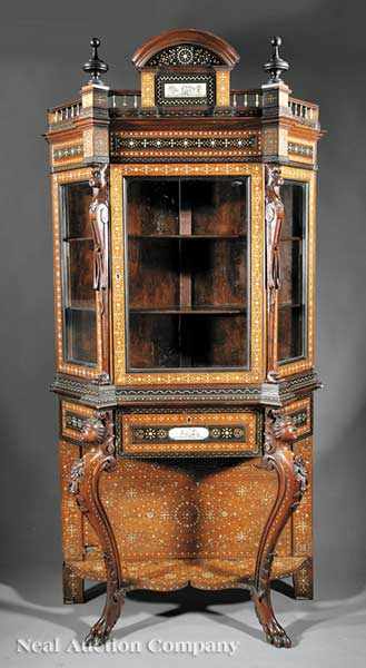 Appraisal: An Italian Inlaid Walnut and Ebonized Cabinet on Stand mid-