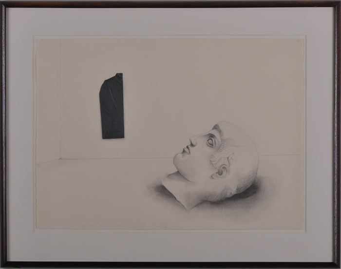 Appraisal: JUDITH SHEA b MALE PERSONA STUDY Graphite and pencil on