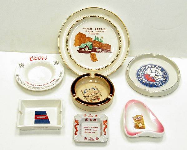 Appraisal: Ceramic Advertising Ashtrays Collectible colorful ceramic ashtrays depicting various restaurants