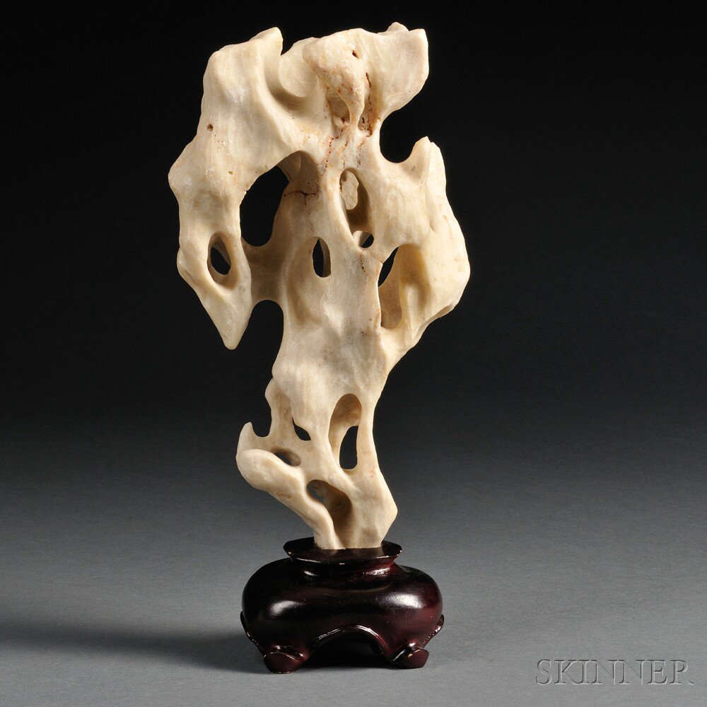 Appraisal: Scholar's Rock on Wood Stand China of irregular tapering form