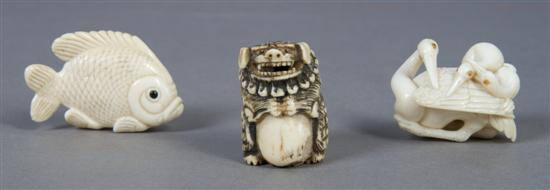 Appraisal: A Group of Three Japanese Netsuke Height of tallest inches