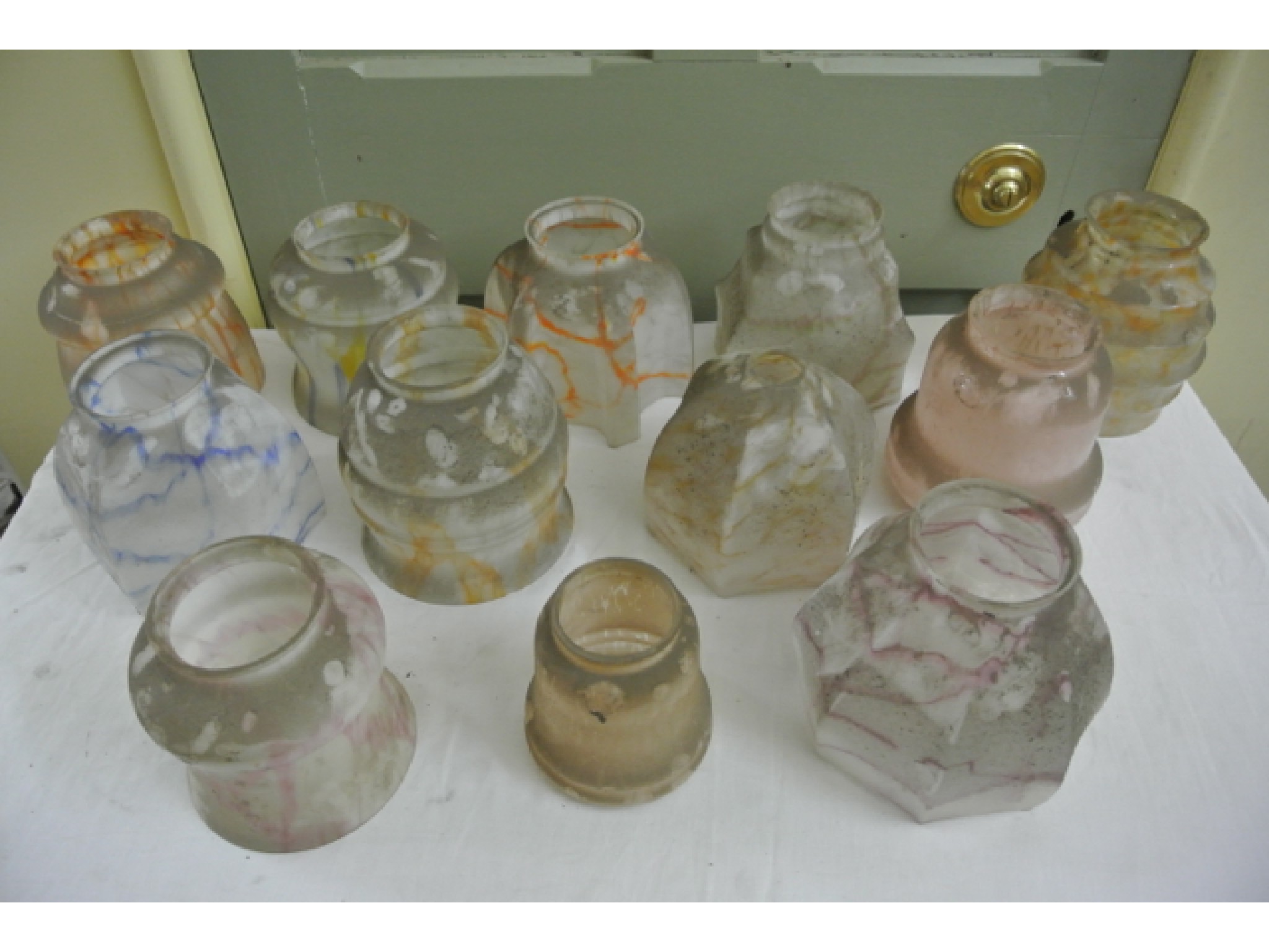 Appraisal: A quantity of early th century moulded glass lightshades of