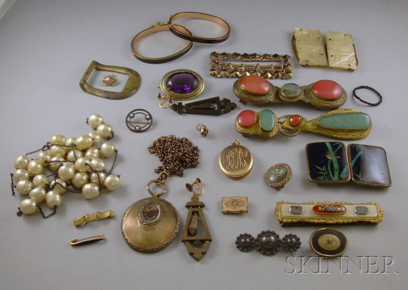 Appraisal: Group of Mostly Victorian Jewelry Items including lockets a pair