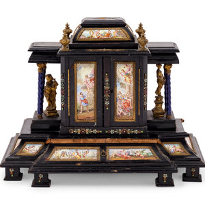 Appraisal: An Austrian Enameled Table Cabinet th Century Height x width