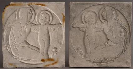 Appraisal: CHESTER BEACH - MADONNA AND CHILD Circular plaster mold x