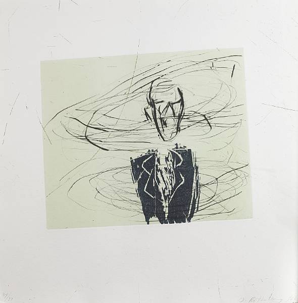 Appraisal: Susan Rothenberg American born Breath-Man Woodcut in colors with drypoint