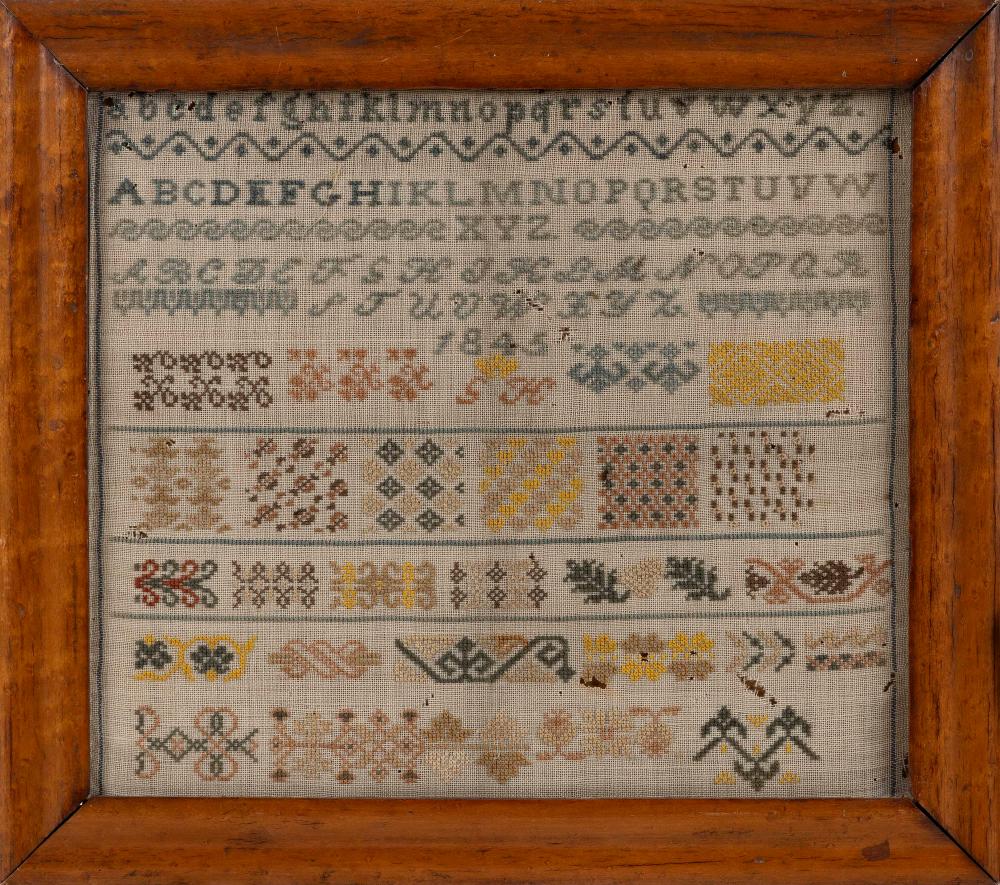 Appraisal: TWO NEEDLEWORK SAMPLERS DATED AND FRAMED X AND X TWO