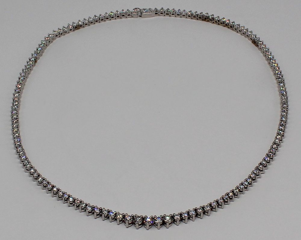 Appraisal: JEWELRY Platinum and Diamond Riviere Necklace THIS IS A PREMIUM