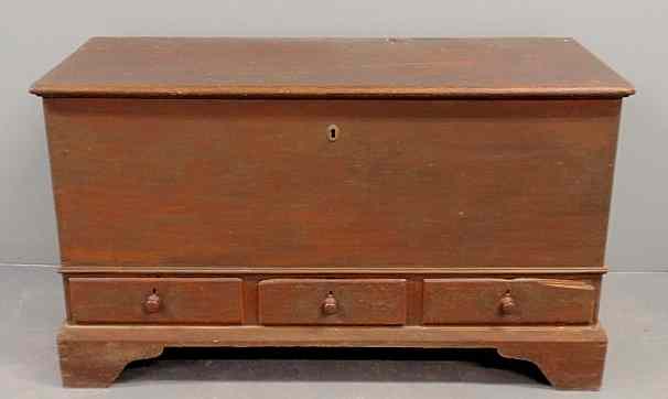 Appraisal: Pennsylvania pine blanket chest c with old red paint and