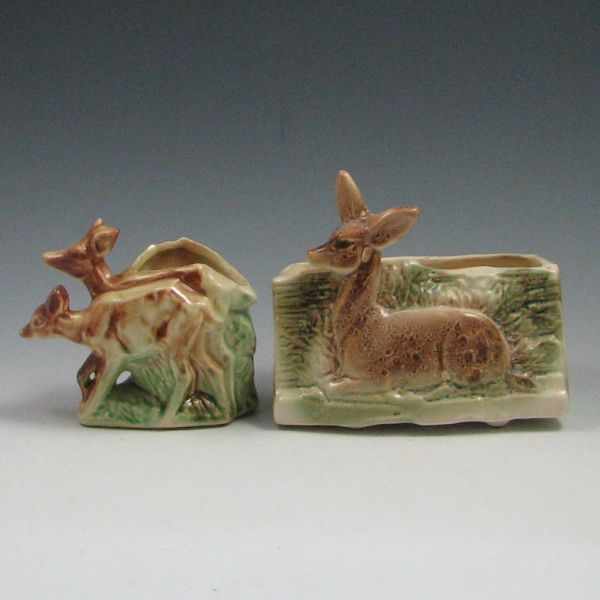 Appraisal: Deer Planters left is McCoy marked Clear two small glaze