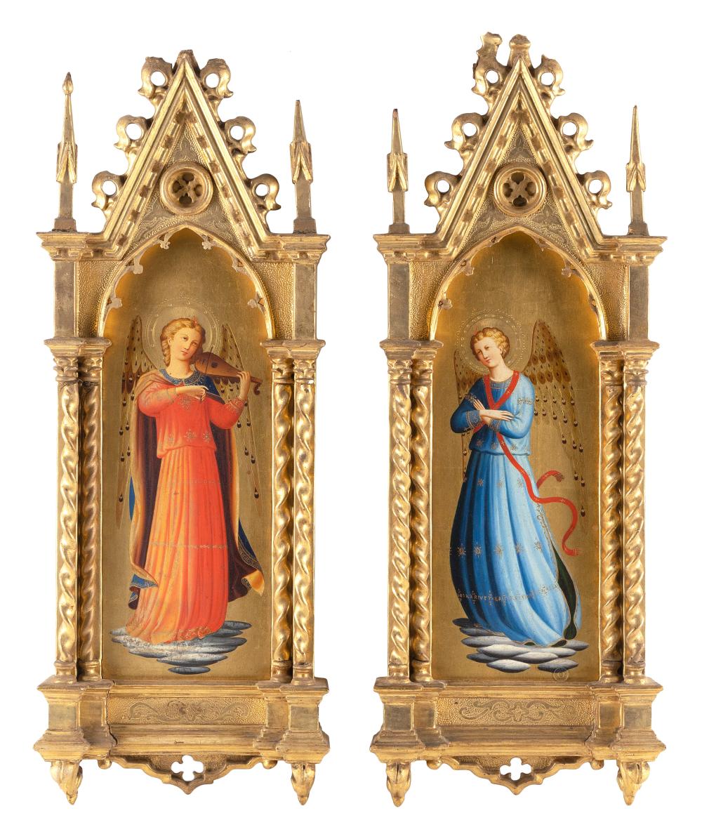 Appraisal: PAIR OF GRAND TOUR-ERA ANGELS AFTER FRA ANGELICO ITALY TH