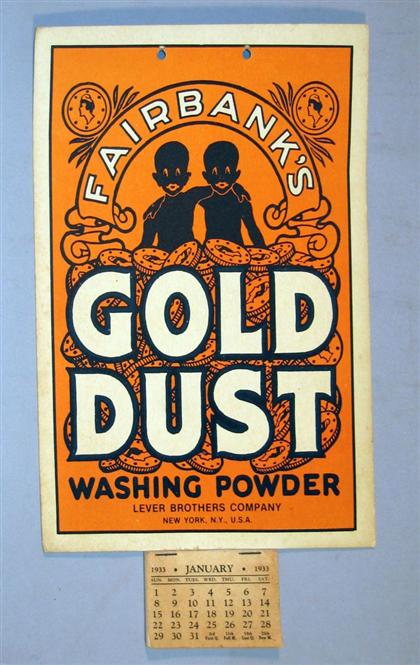 Appraisal: piece African-American Subject Gold Dust Washing Power Calendar With pictorial