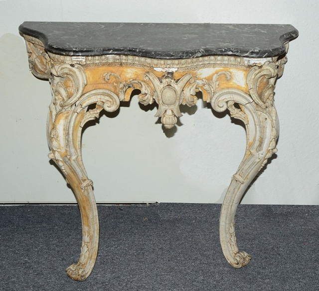 Appraisal: A TH CENTURY ITALIANATE GILT PASTER ROCOCO CONSOLE TABLE with