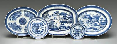 Appraisal: Five pieces Chinese export three pieces Nanking with coastal village