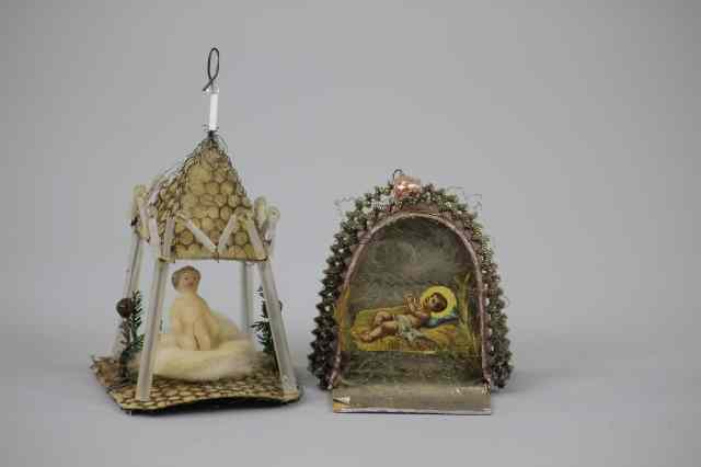 Appraisal: LOT OF TWO CHRIST CHILD SEBNITZ ORNAMENTS Germany features wax