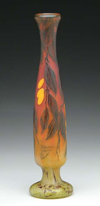 Appraisal: DAUM NANCY VASE Fine fruit and leaf vase with orange