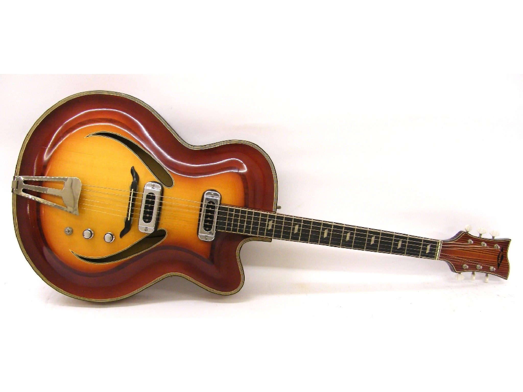 Appraisal: Musima Record hollow body electric guitar sunburst finish scalloped body