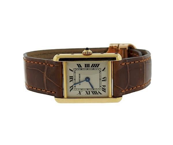 Appraisal: Cartier Tank K Gold Leather Strap Watch METAL K gold