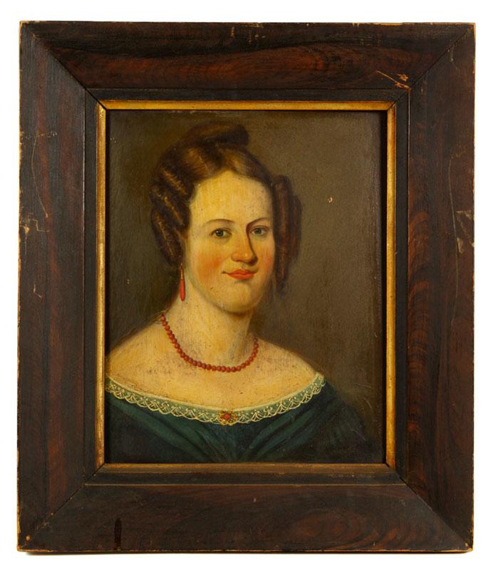 Appraisal: - th C Folk Art Portrait O P th Century