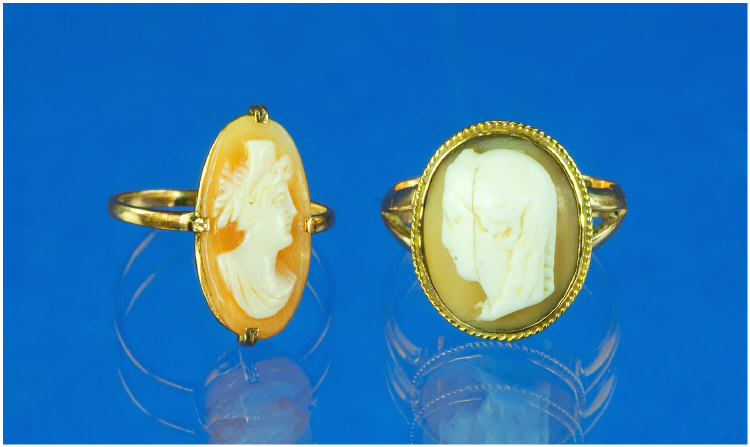 Appraisal: Two ct Gold Cameo Rings Both With The Profile Of