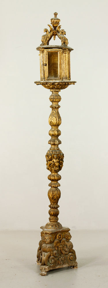 Appraisal: - th C Gilt Torchiere th century gilt torchiere carved