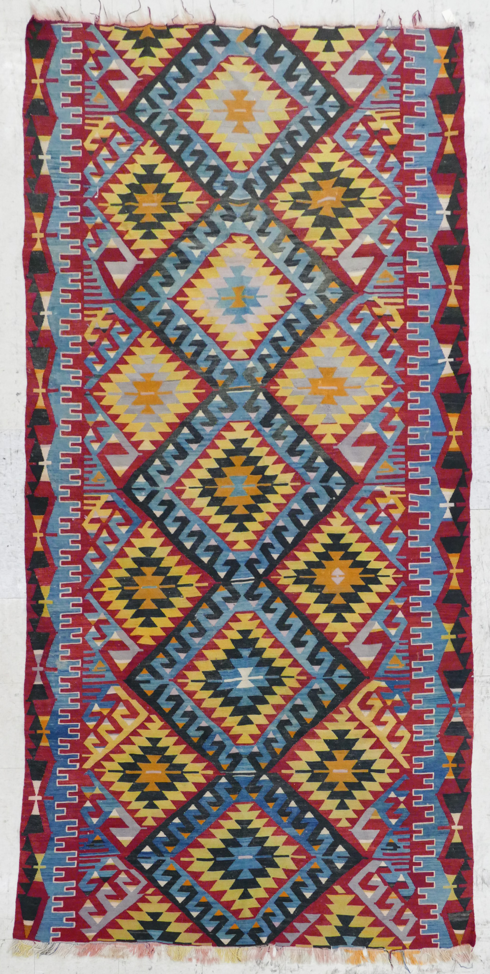 Appraisal: Antique Turkish Multi-Color Kilim Rug ' ''x '' Geometric diamond