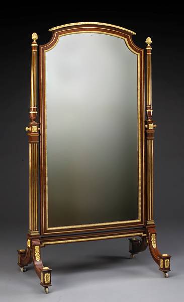 Appraisal: A Louis XVI style gilt bronze mounted cheval mirror late