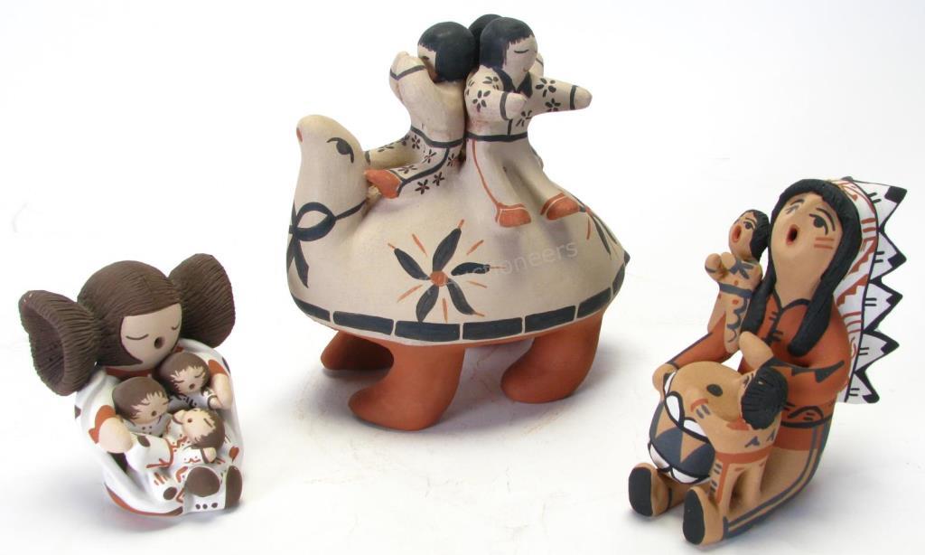 Appraisal: Three Jemez Pottery Storytellers Mary Toya turtle storyteller by Mary