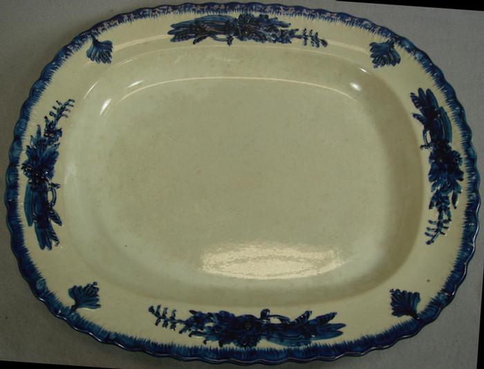 Appraisal: Leeds pearlware blue featheredge oval platter in Pine Tree pattern