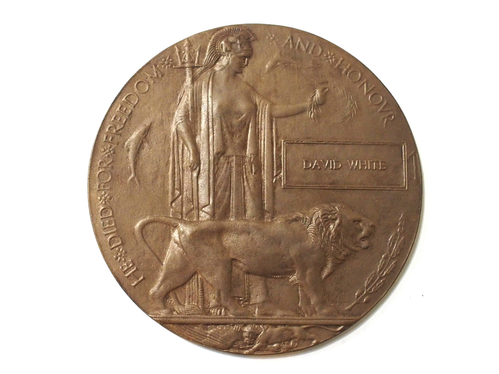 Appraisal: A bronze memorial plaque to David White