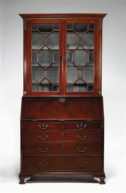 Appraisal: George II mahogany bureau bookcase th century The upper section