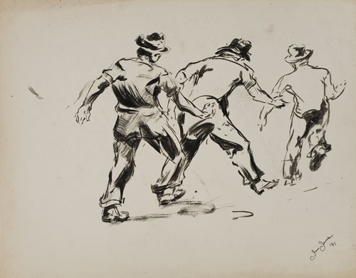 Appraisal: JOE JONES Figure Studies Brush and ink on cream wove