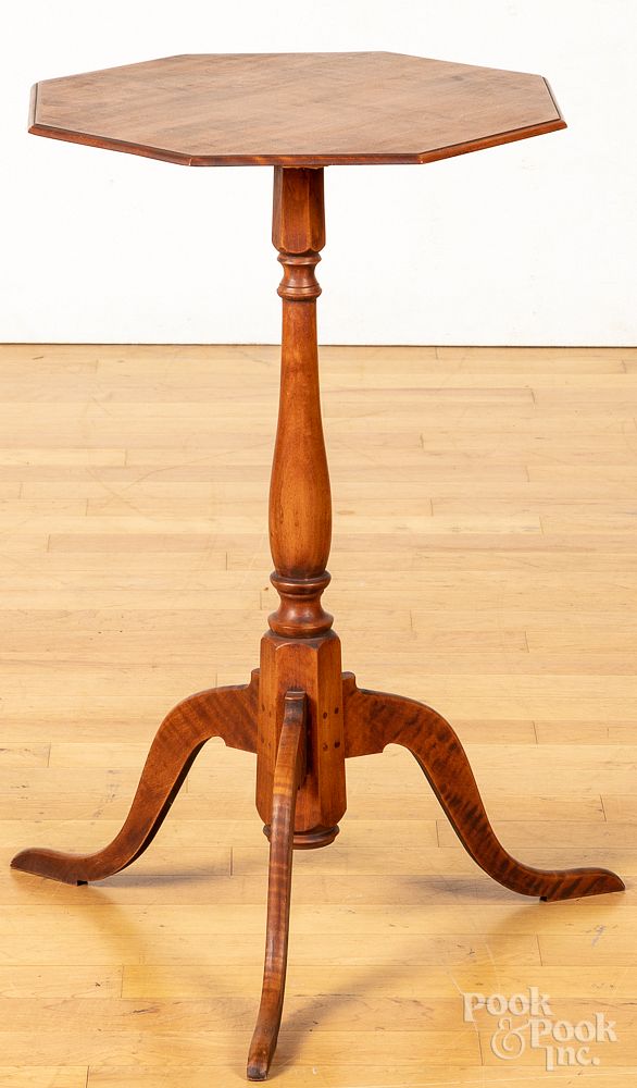 Appraisal: Eldred Wheeler tiger maple candlestand Eldred Wheeler tiger maple candlestand