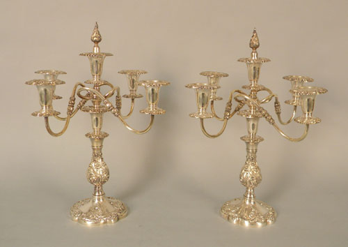 Appraisal: Pair of silver plated candelabra h