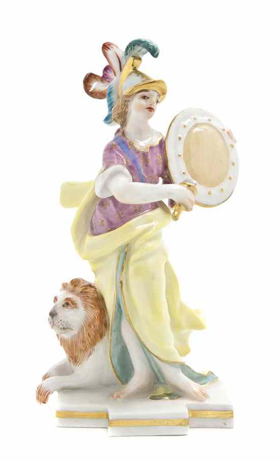 Appraisal: A Meissen Porcelain Figural Group depicting a helmeted lady with