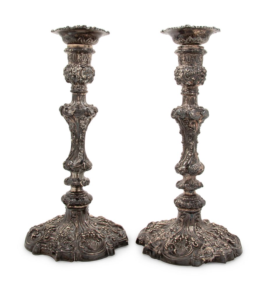 Appraisal: A Pair of Edwardian Silver Candlesticks A Pair of Edwardian