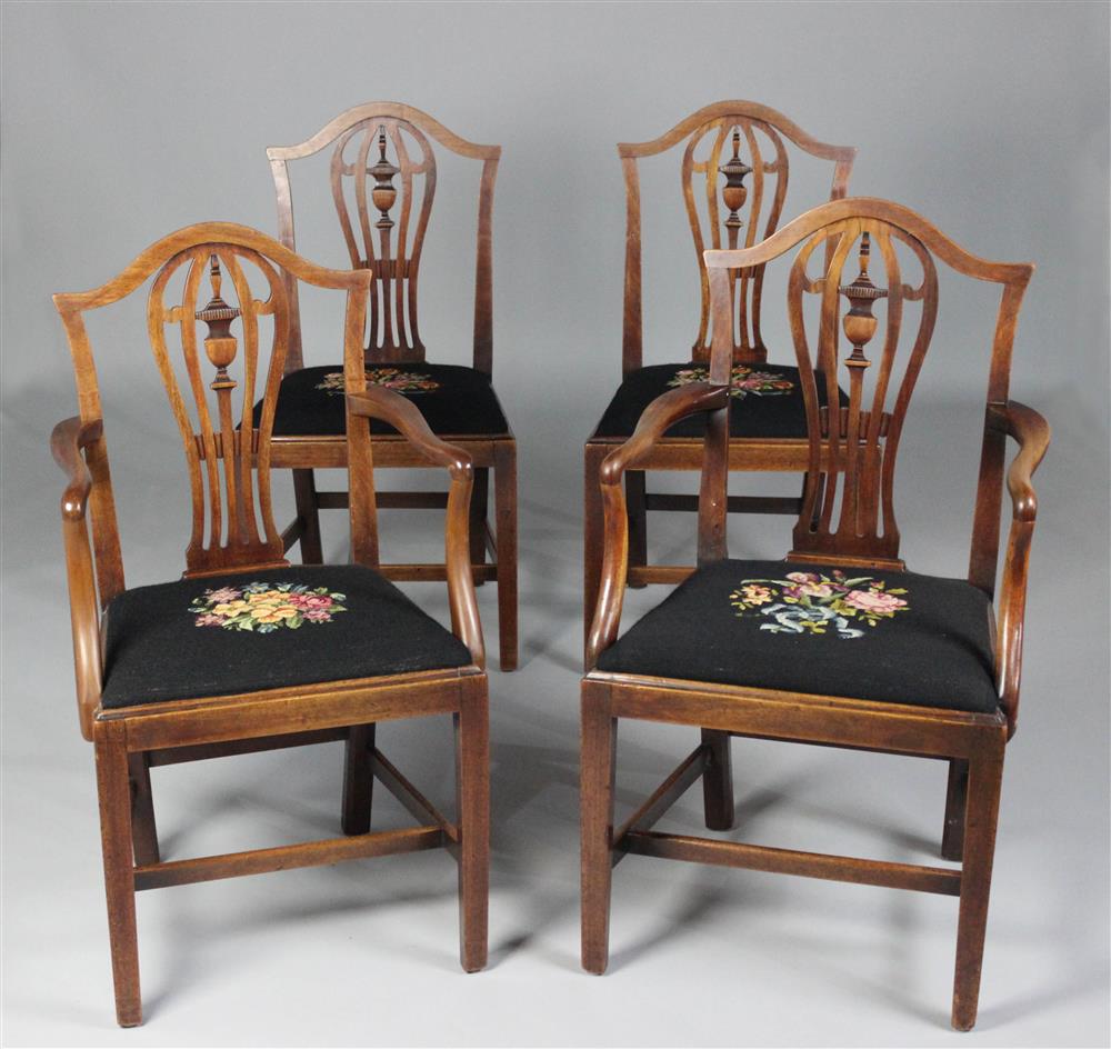 Appraisal: SET OF FOUR GEORGIAN MAHOGANY DINING CHAIRS the set including