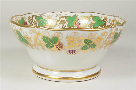 Appraisal: German Bowl Unmarked German bowl with trails of grapes and