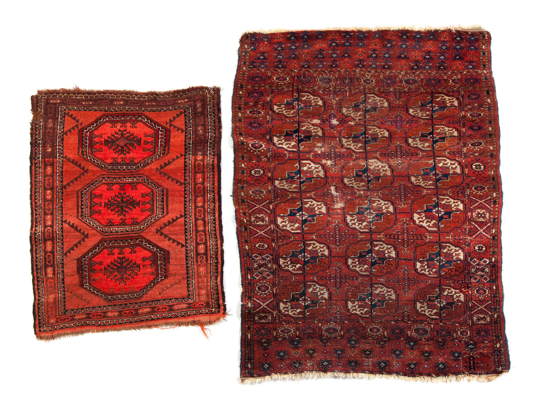 Appraisal: TWO ORIENTAL RUGS First half- th century Bokharas with red