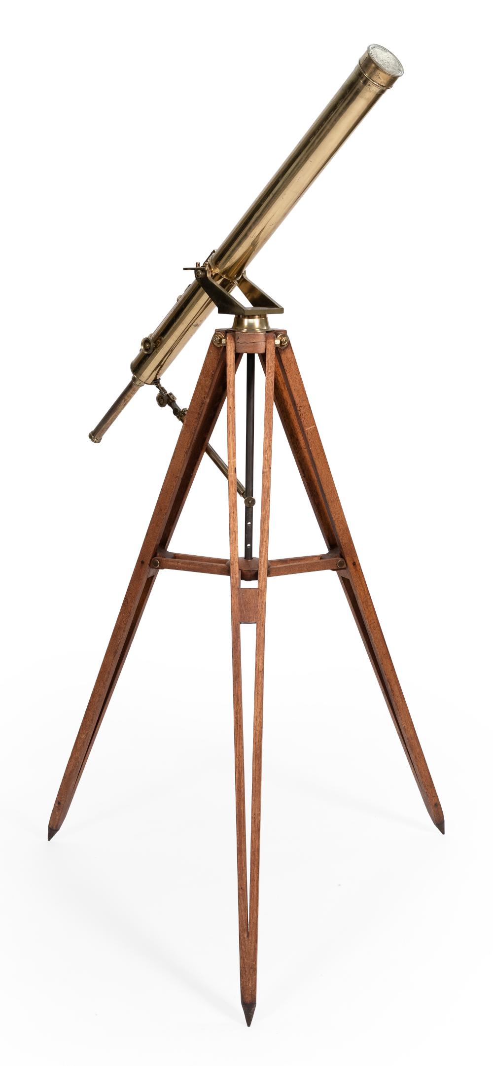 Appraisal: BRASS -INCH REFRACTING TELESCOPE ON TRIPOD BY NEWTON CO ENGLAND